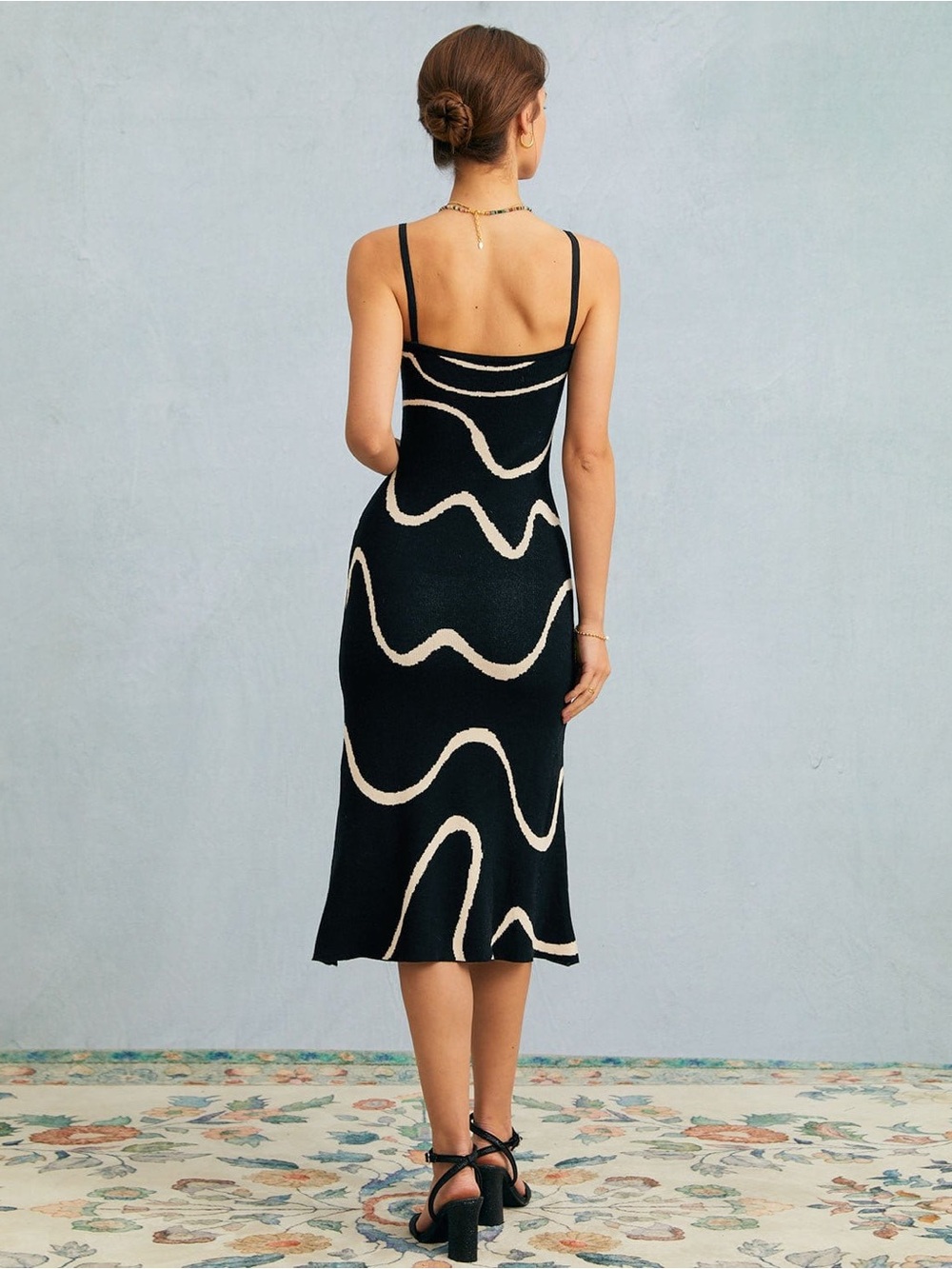 The Black Wave Mermaid Hem Knit Midi Dress - Picture 3 of 4